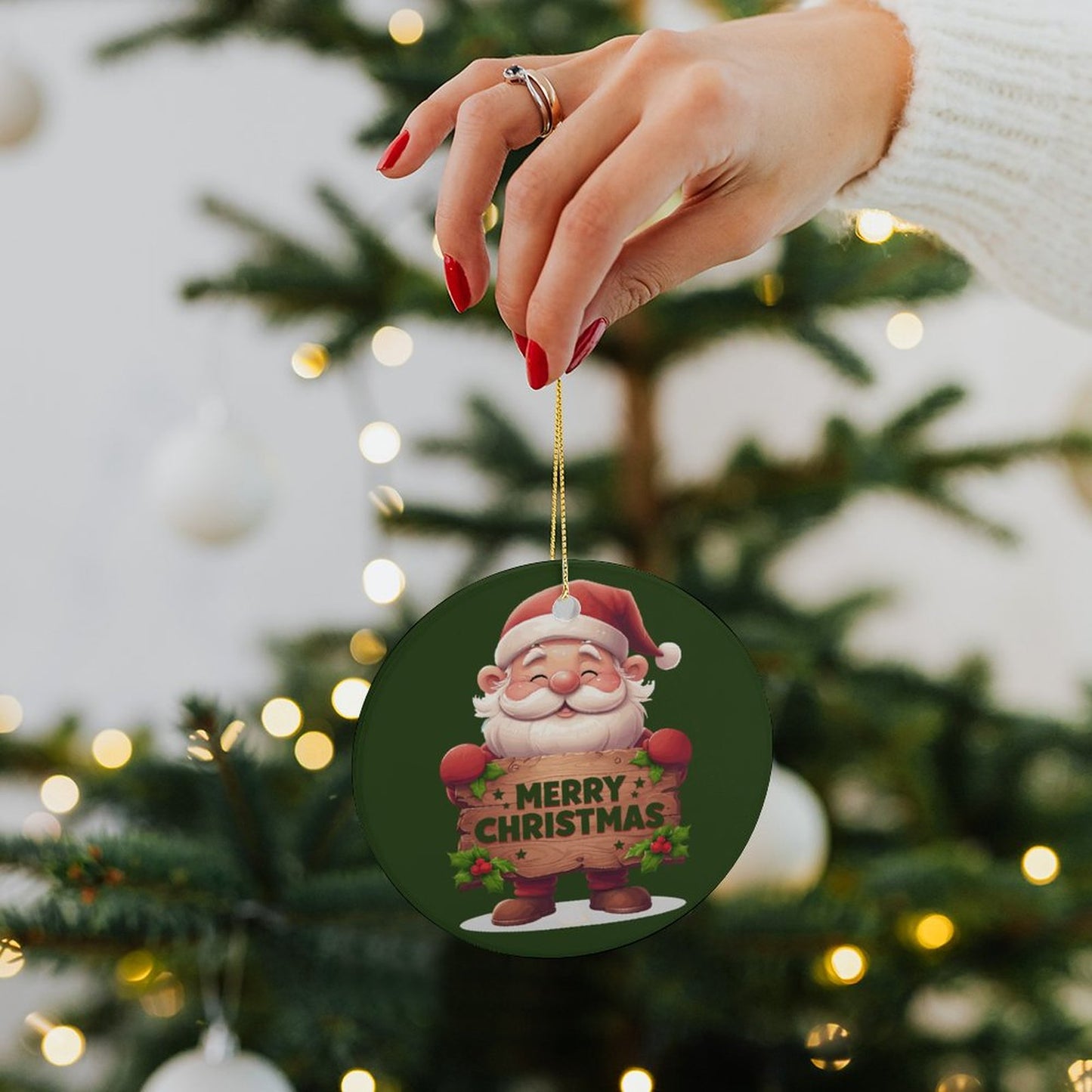 Round Ceramic Christmas Decorations (Matte Surface)