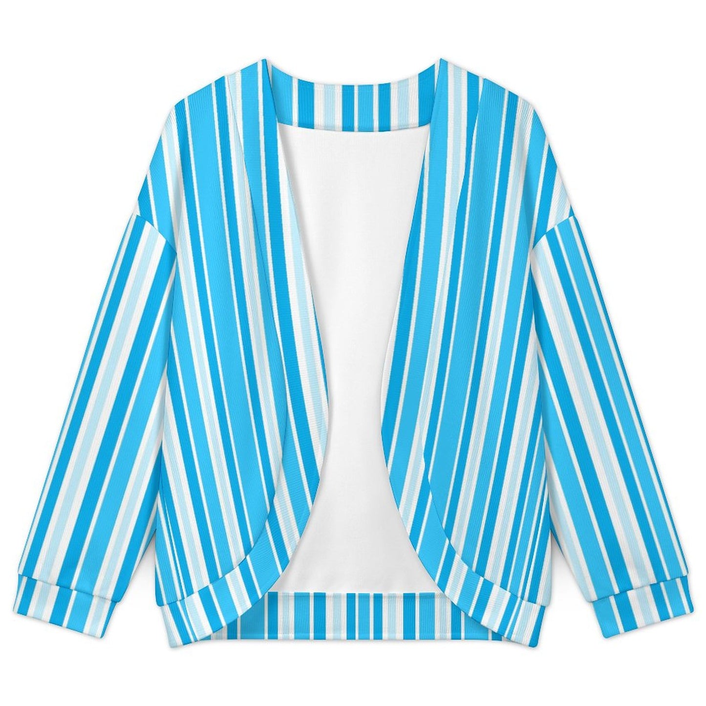 Women's Drop Shoulder Cardigan Blue Stripes