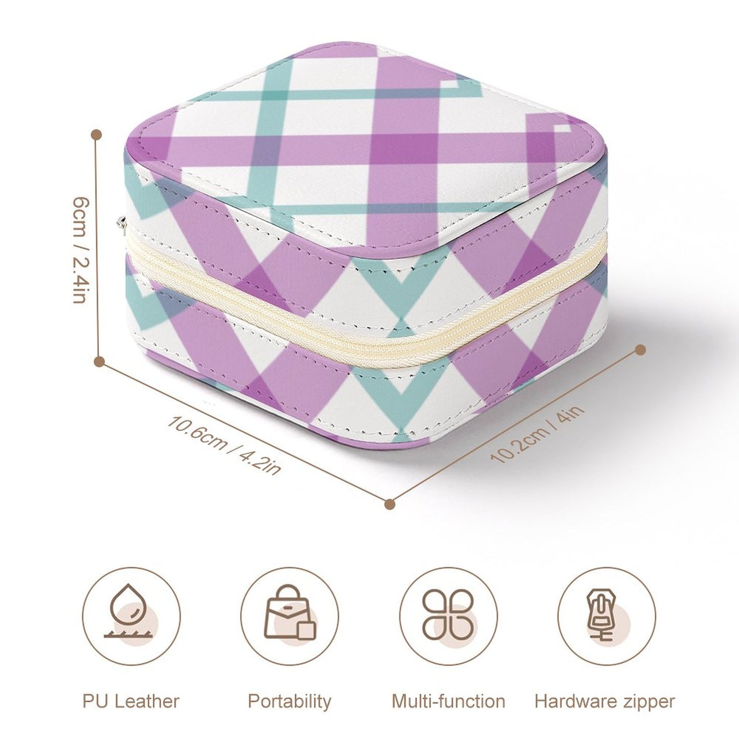 Box Organizer for Jewelry Purple plaid