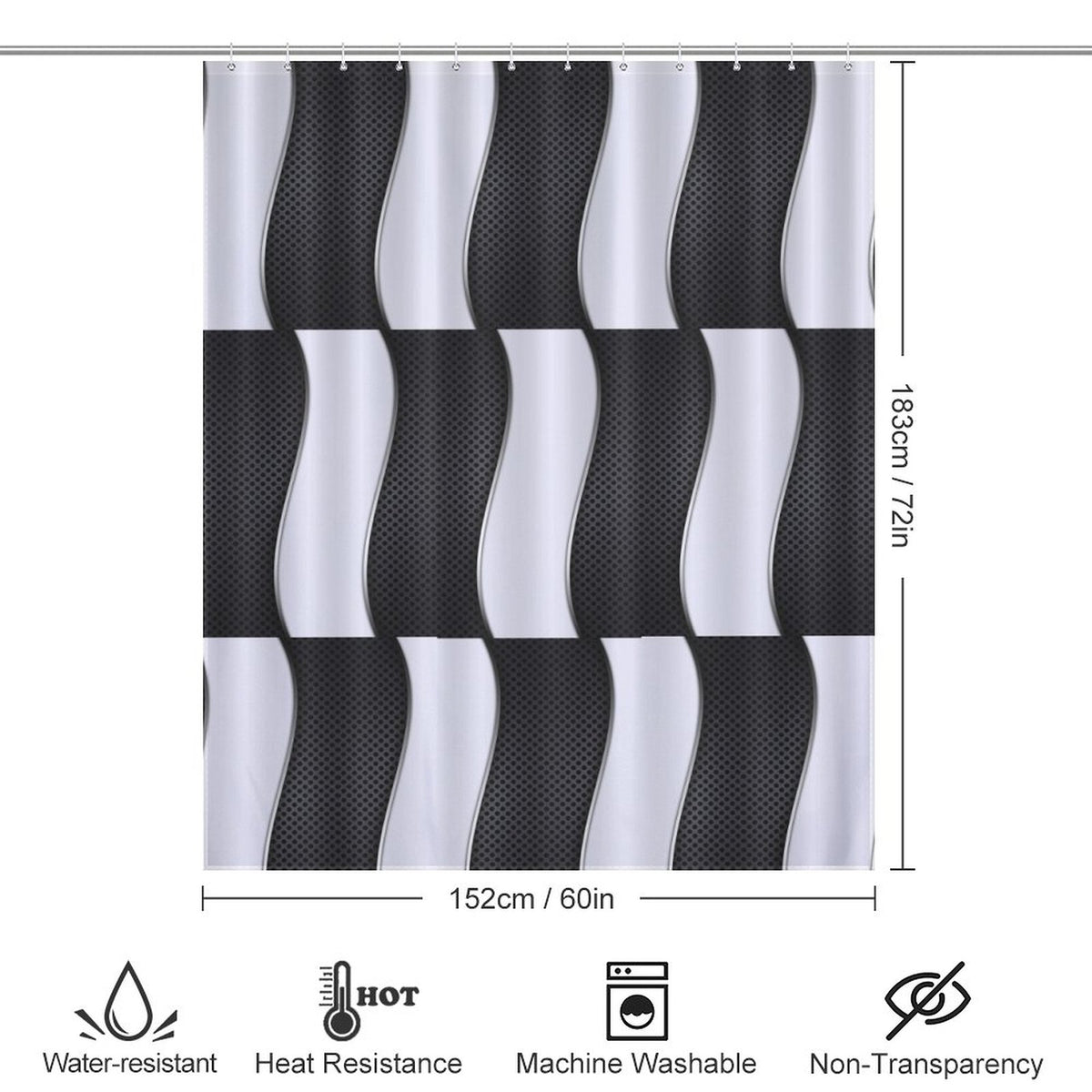 Black and white shower curtain