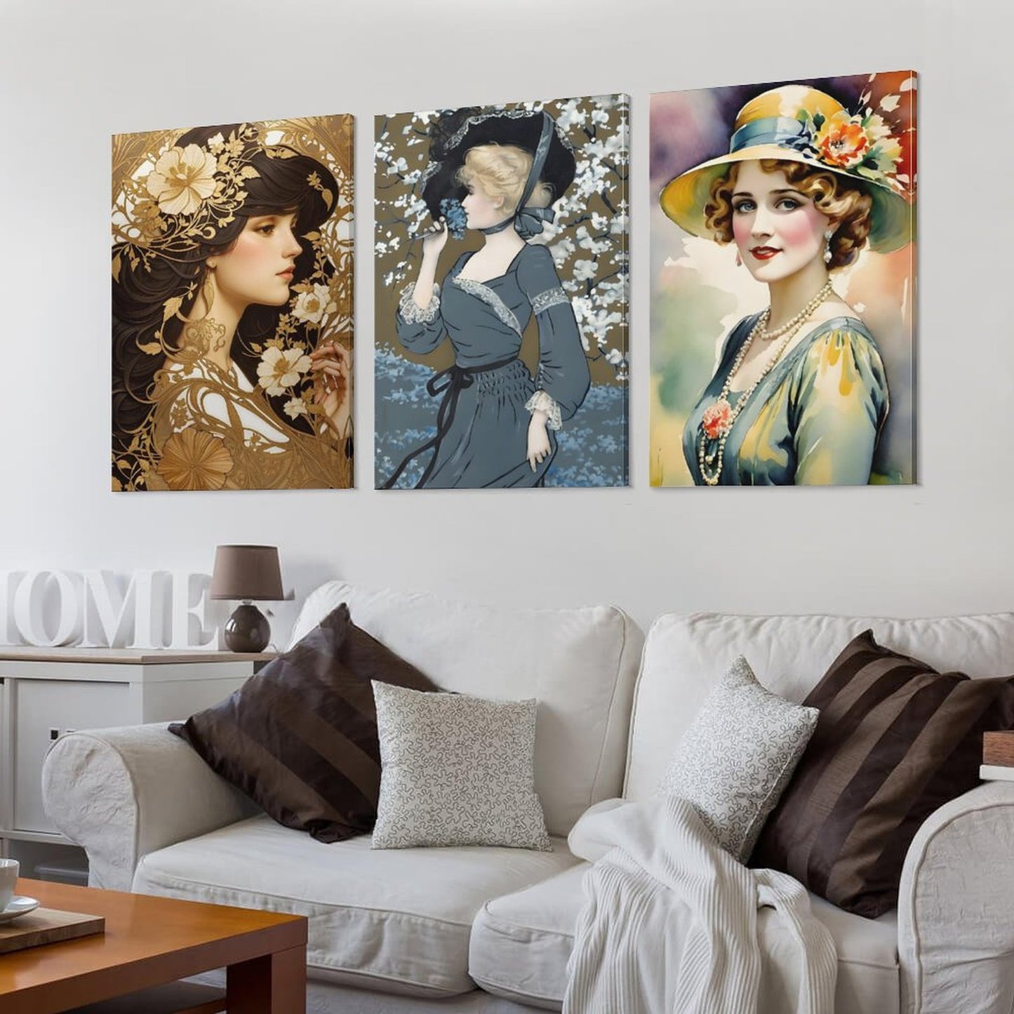 Vertical Framed Wall Art - Old Fashion Ladies