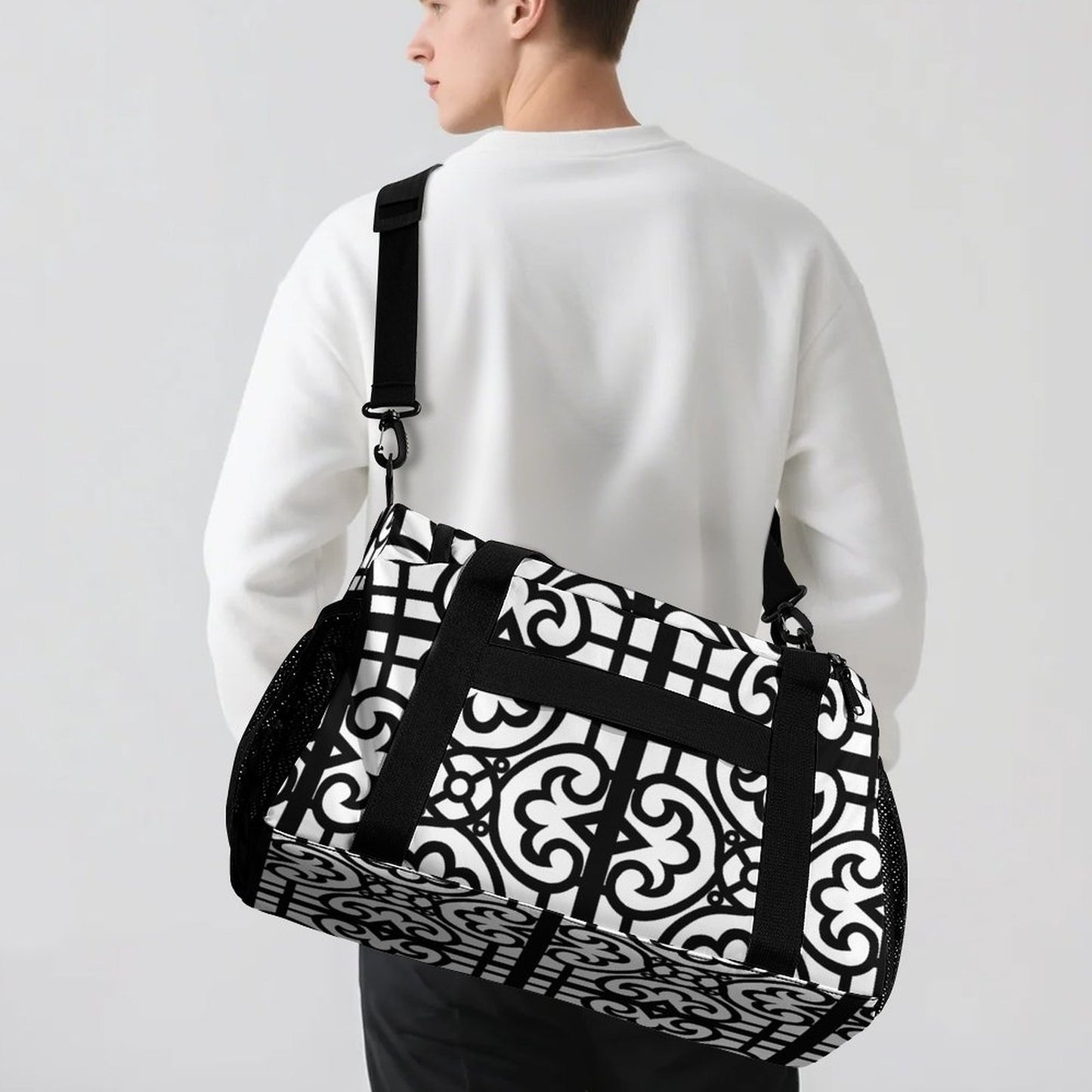 Travel Duffel Bag Black and White