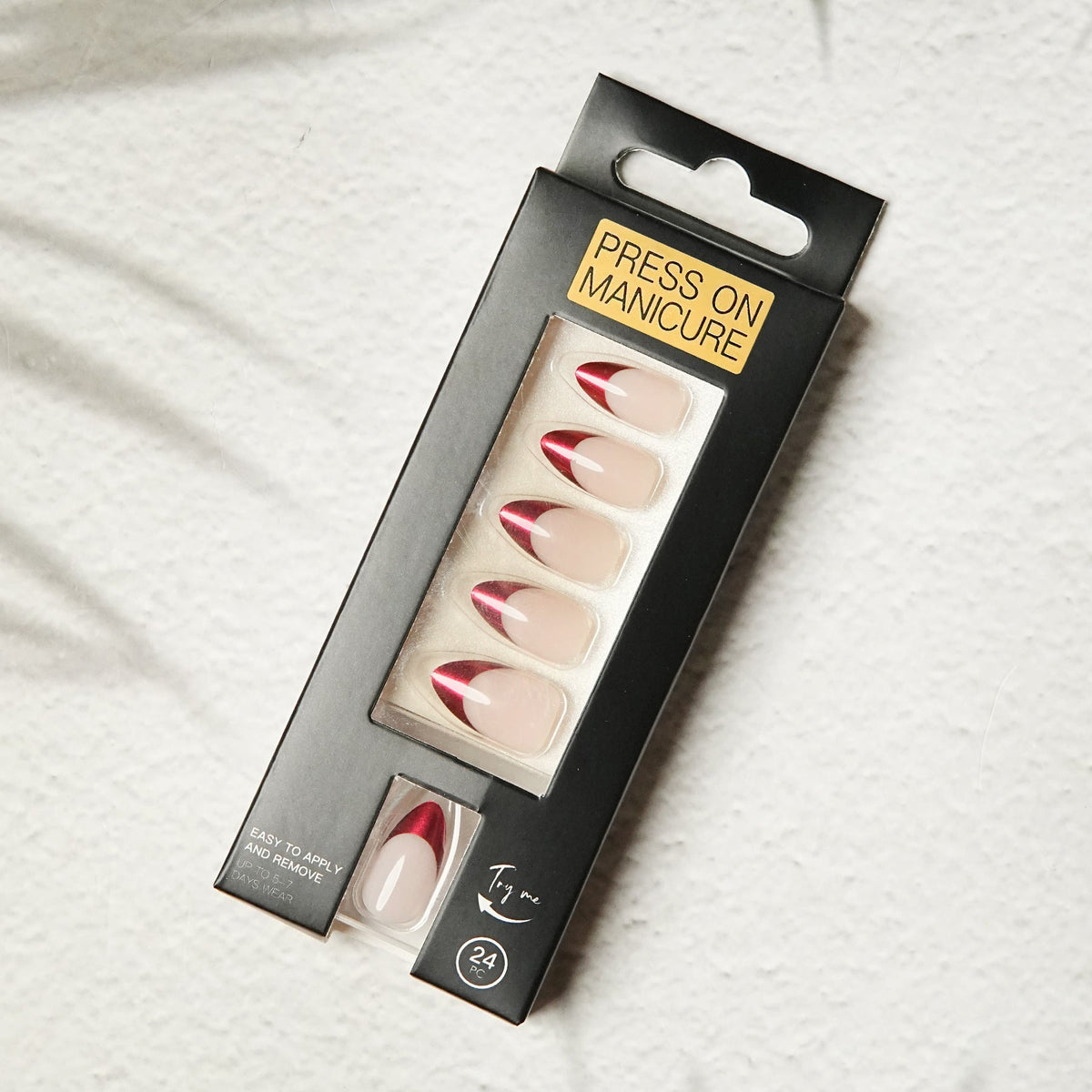 Red Chrome French Short Almond Nail Set – Image 4