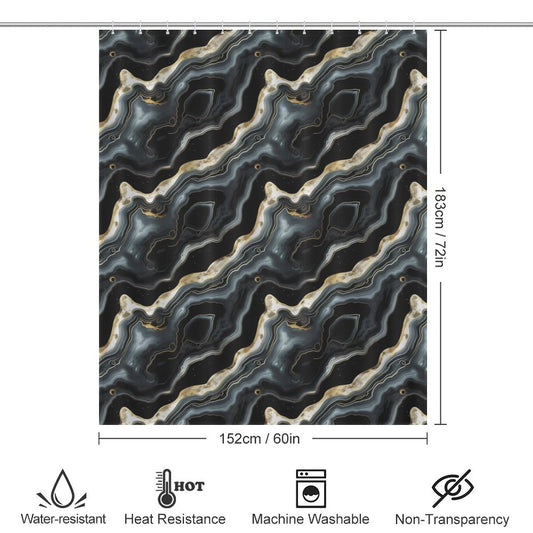 Black Marble Shower Curtain