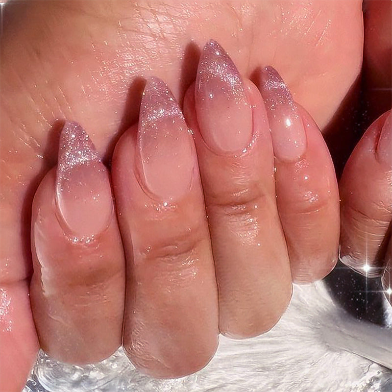 French Minimalist Nude Pink Almond Short Press On Nails
