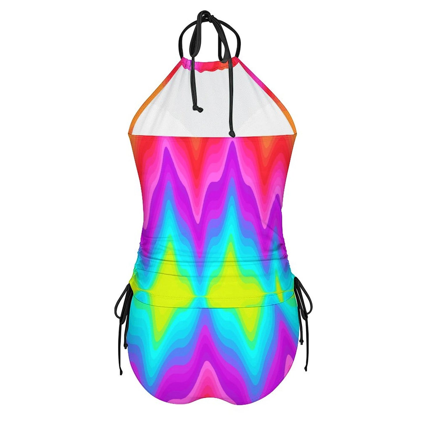 2-Piece Women's Tankini Set with High Neck Halter Top - Bright colors