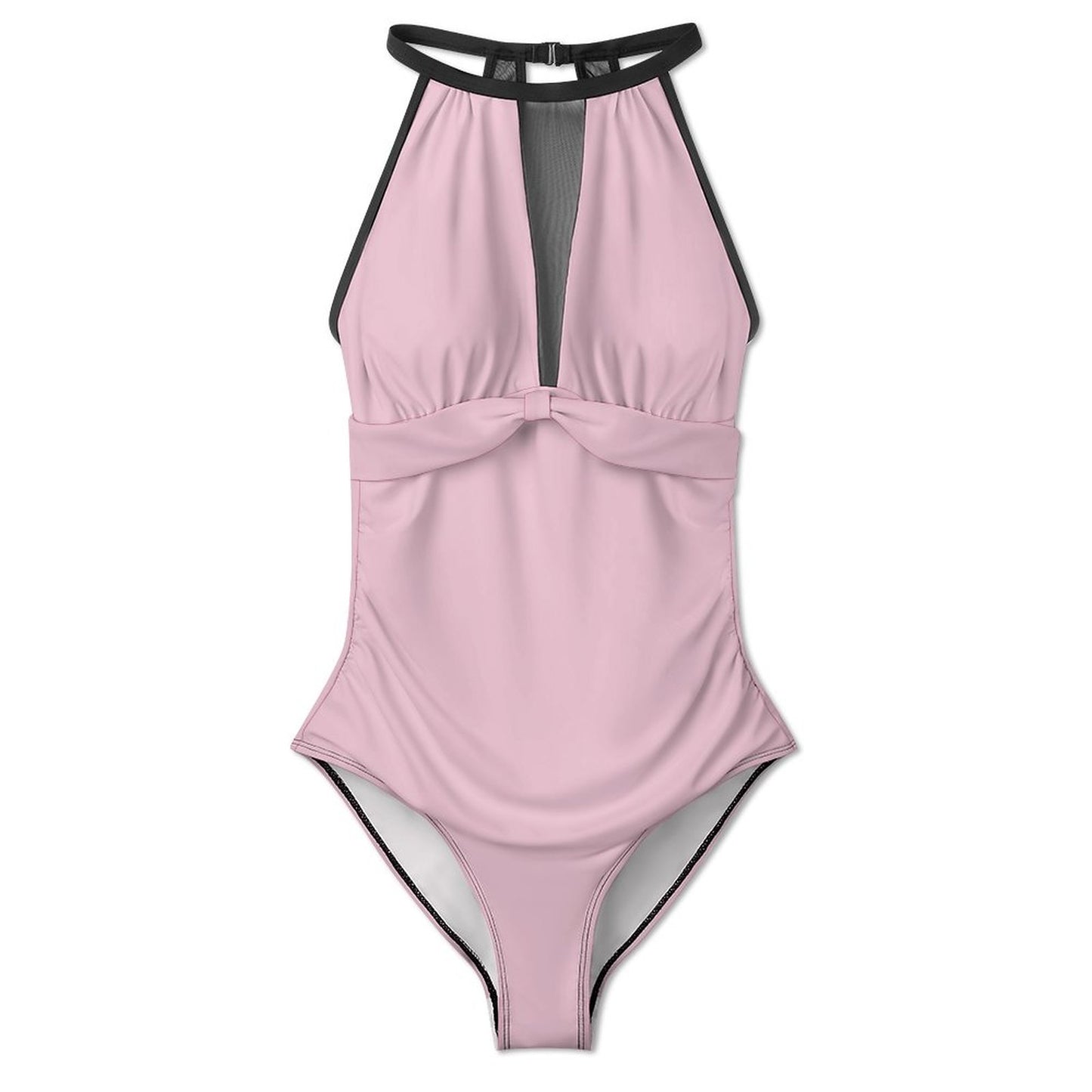 Sheer Mesh One-Piece Swimsuit Light Pink