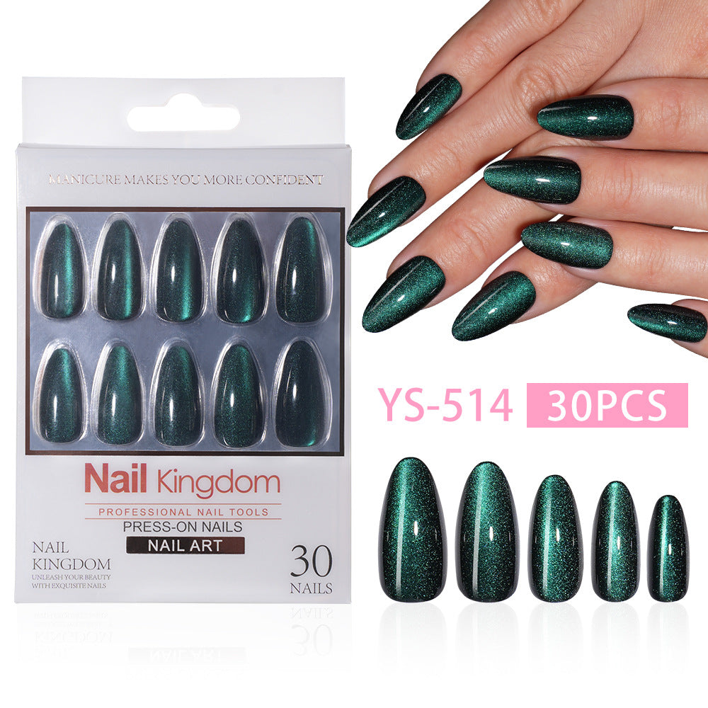 Purple Cat Eye Almond Press On Nails (MOQ=3) – Image 7