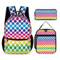 3 Pcs School Backpack Set for Kids (Backpack, Kid's Insulated Lunch Bag & Pencil Case Organizer) - rainbow dots