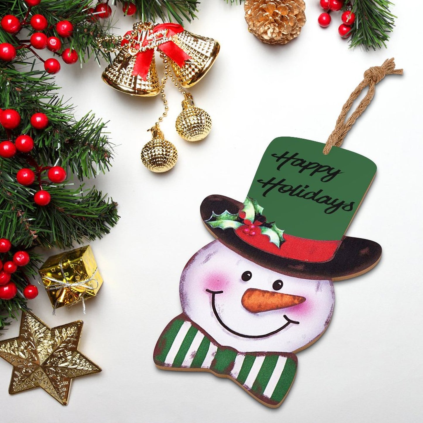 Wooden Christmas Snowman Ornament