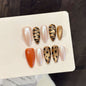 Pearl Nude Animal Print Gold Glam Press On Nails