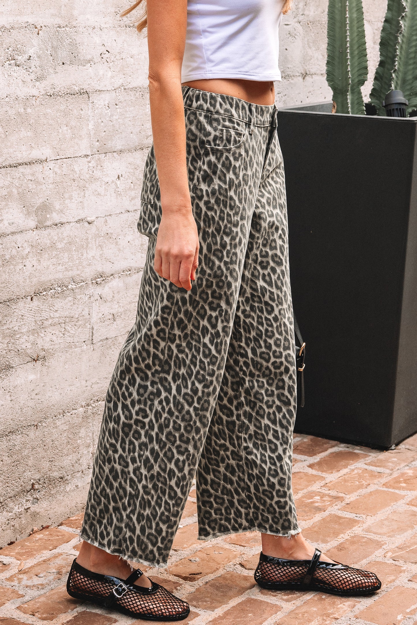 Leopard Straight Loose Leg Jeans