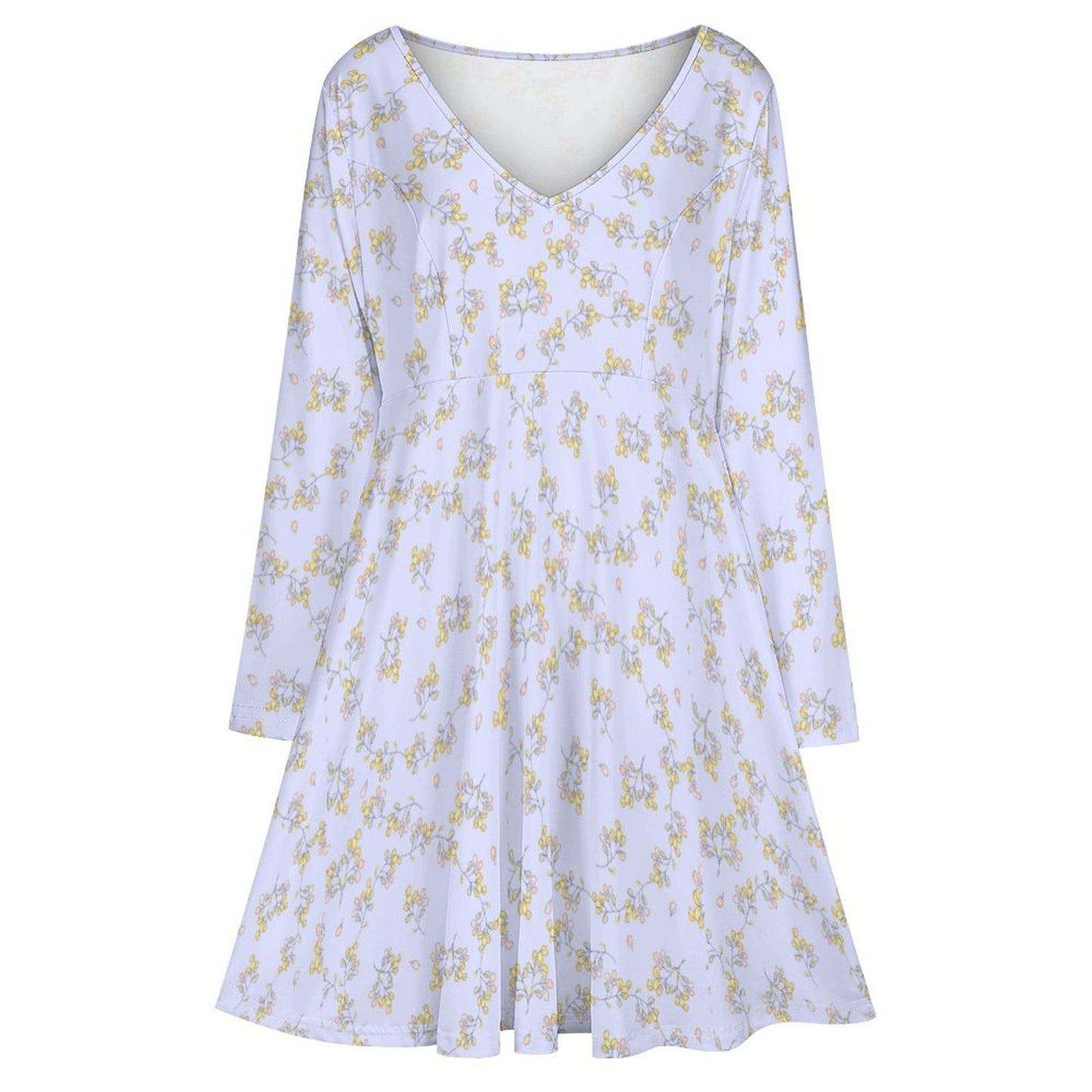 Plus Size V-neck Long Sleeve Dress