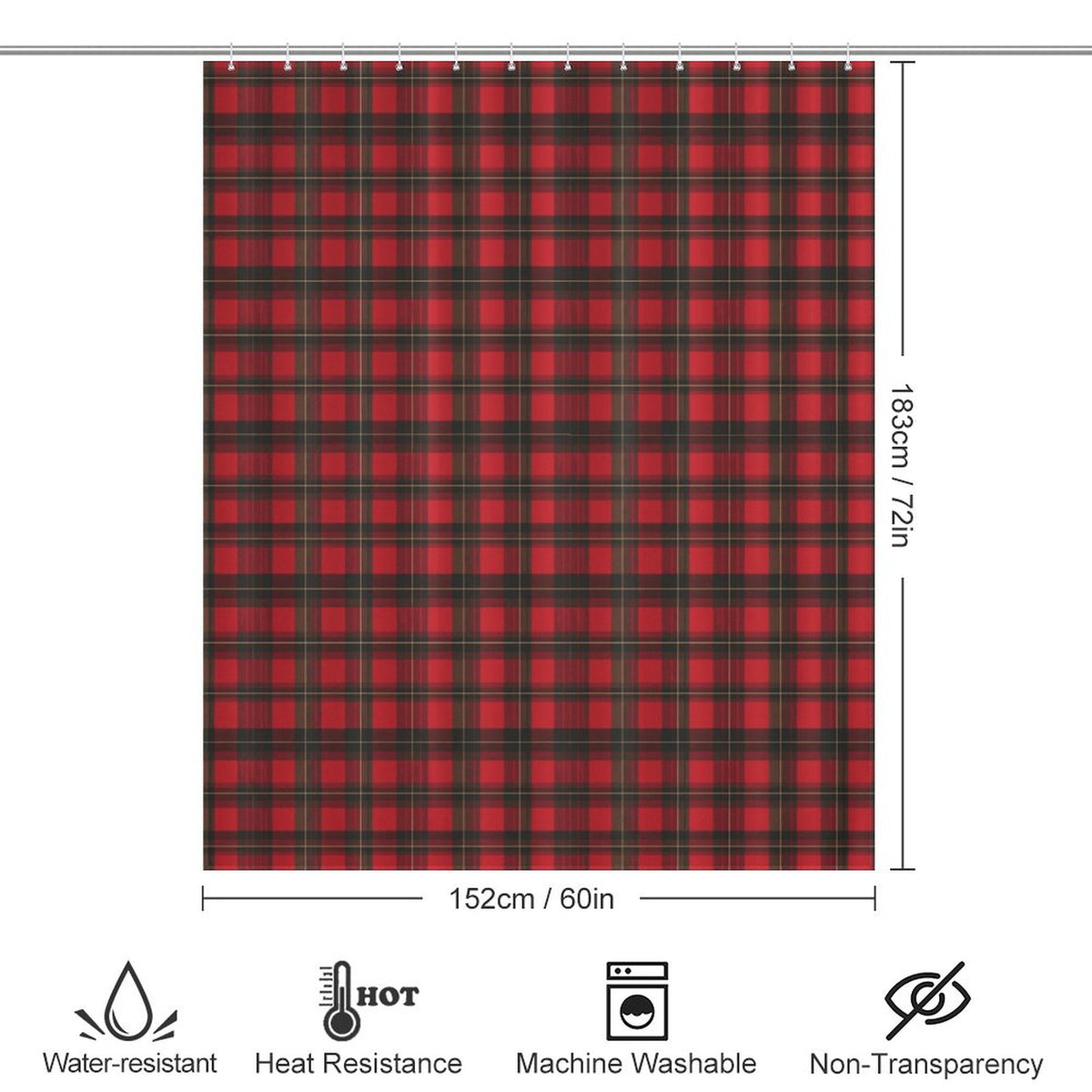 Red Plaid Shower Curtain