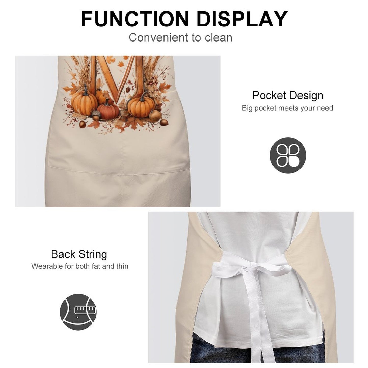Adult Apron with Pocket - Thanksgiving Letter M
