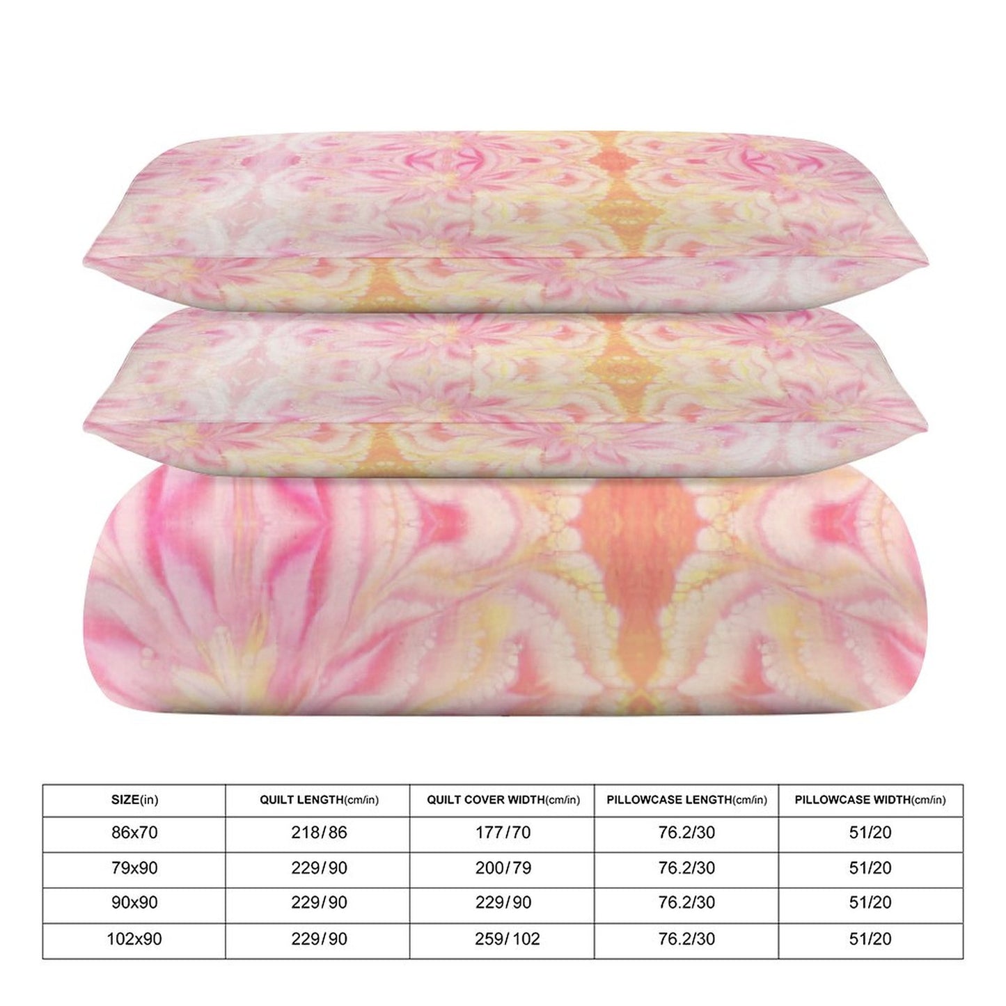 3-Piece Bedding Set-102"x90"/ 259x229cm (Dual-sided Printing)