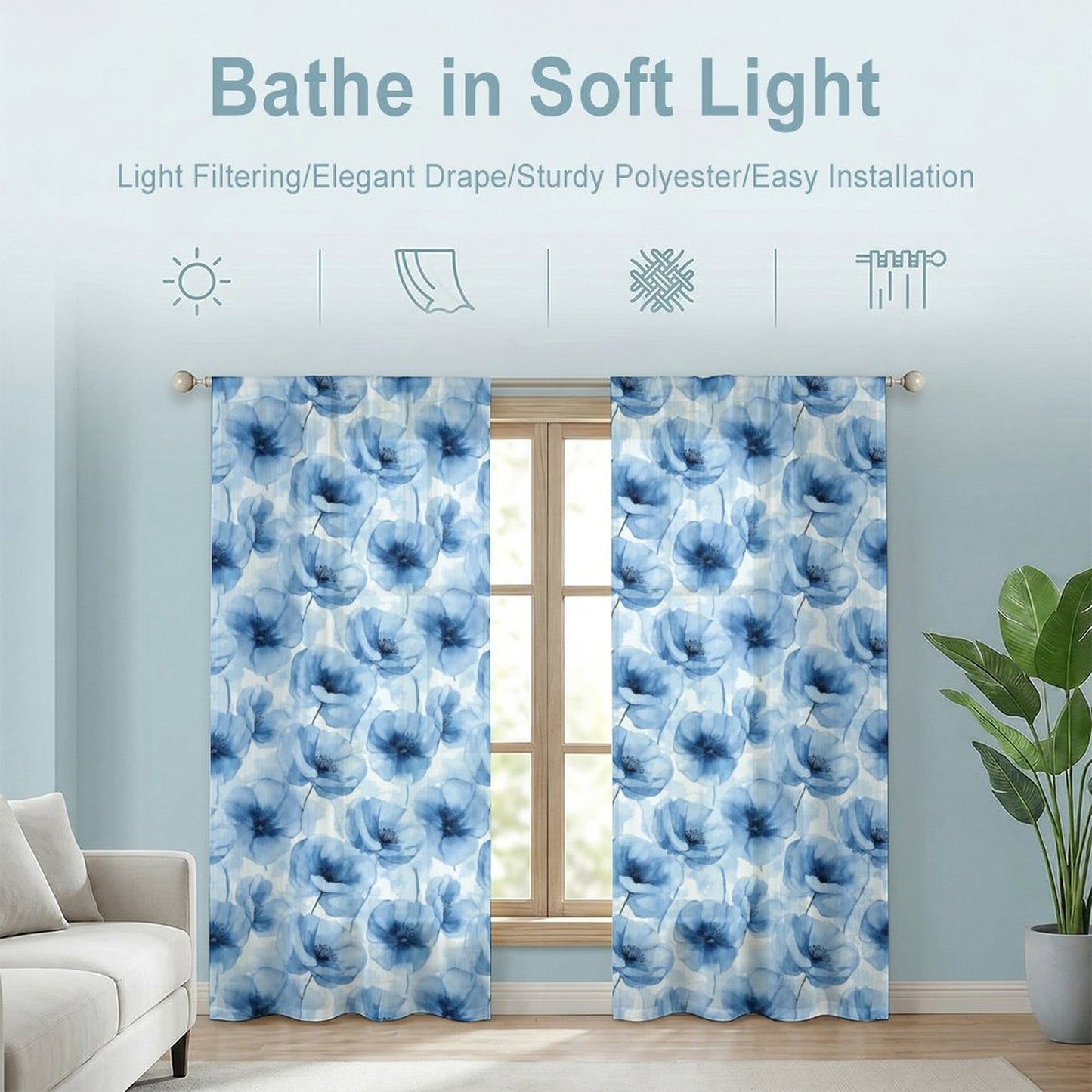 Sheer Curtain Flowers