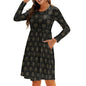 Round Neck Long Sleeve Dress with Pocket