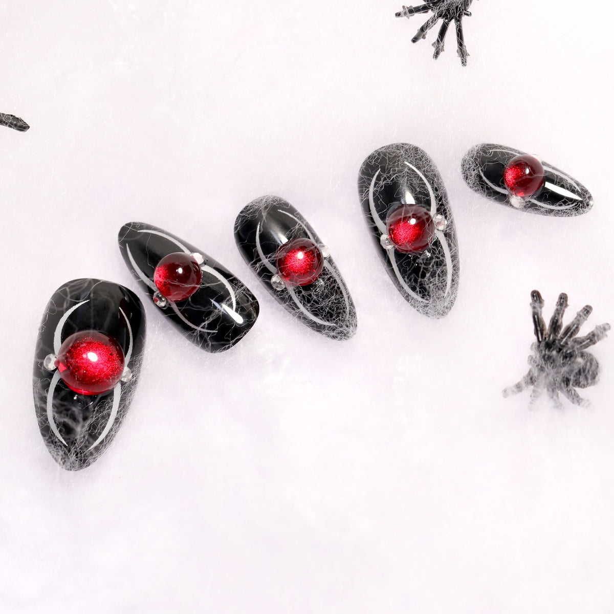New Halloween wear armor spider flash manicure short almond press on nails 365nails – Image 6