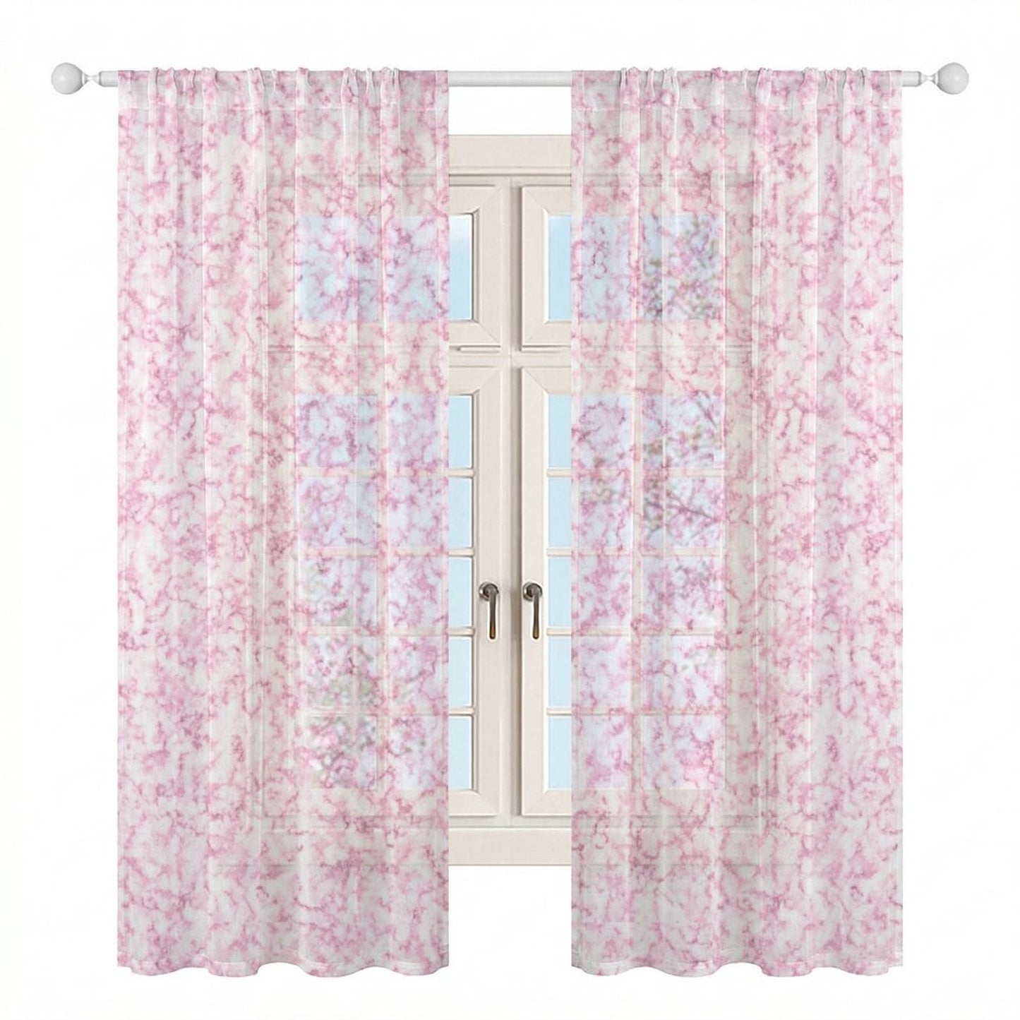 Sheer Curtain Pink and White