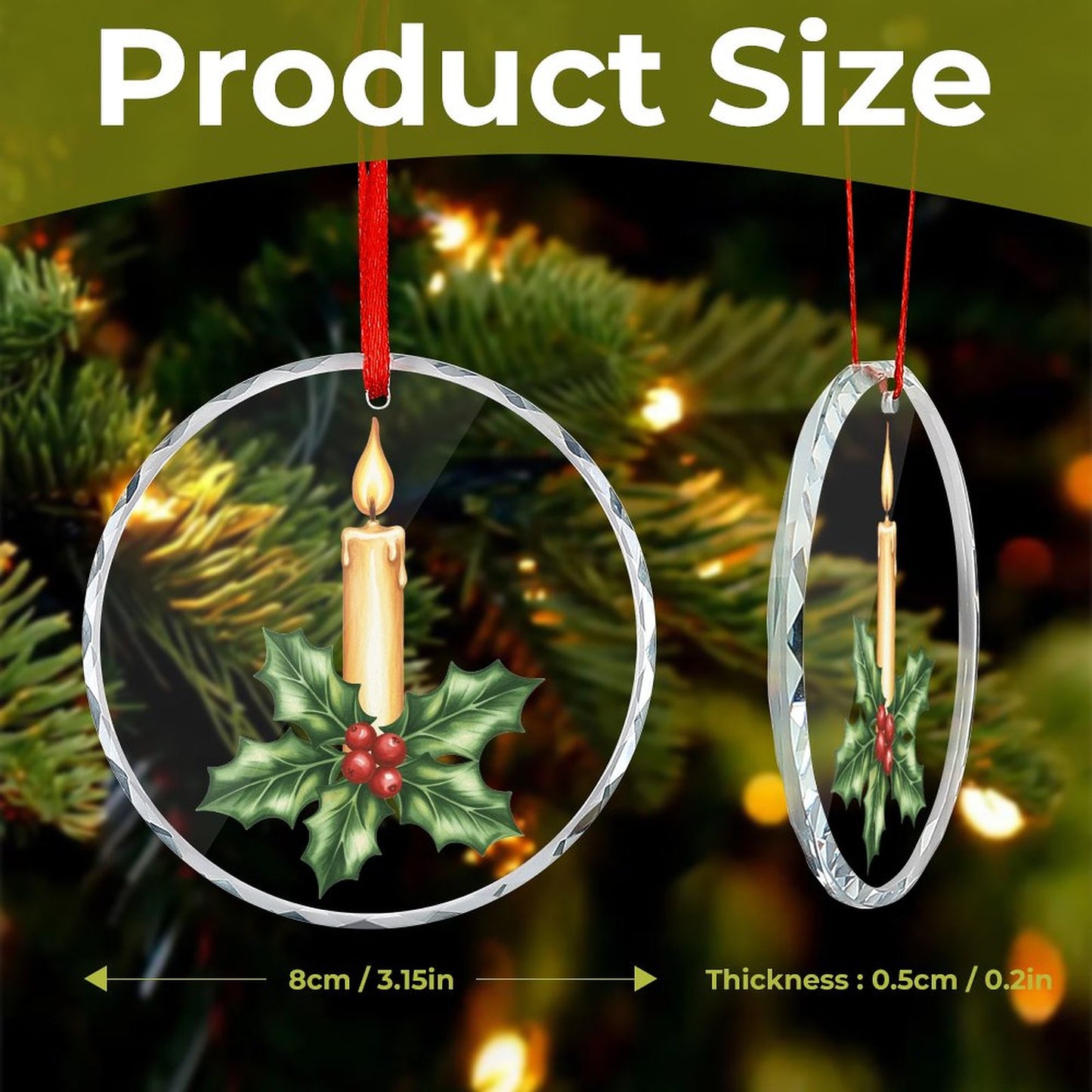 Glass Circular Ornament Pendant - candle