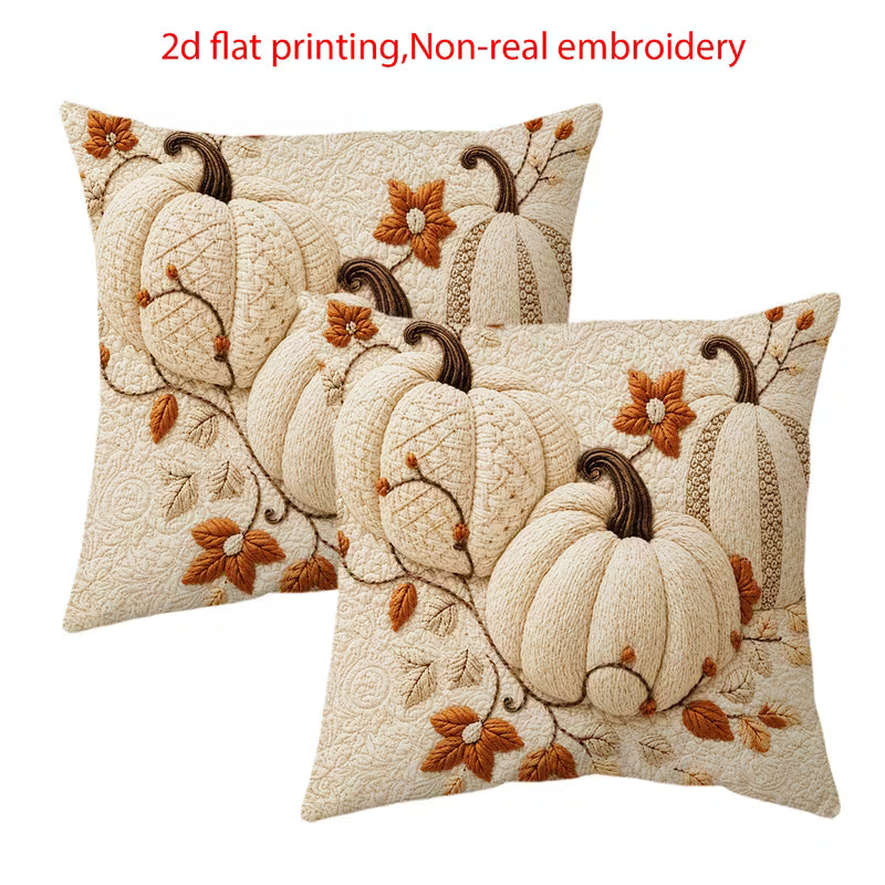 2D Flat-printing Bohemian Country-style Rustic Throw Pillow Set in 2pcs. Suitable for Autumn Decoration.