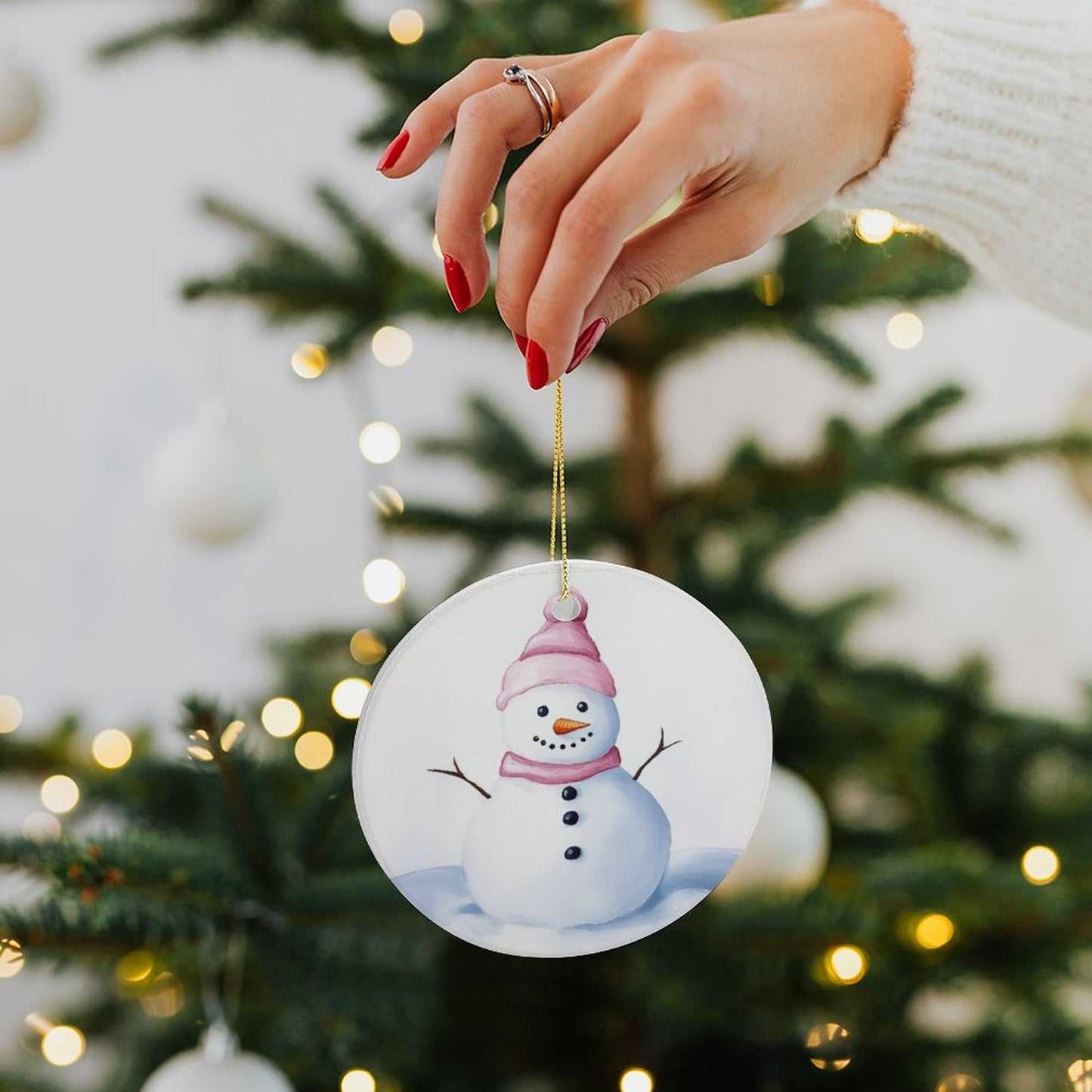 Round Ceramic Christmas Decorations (Matte Surface)