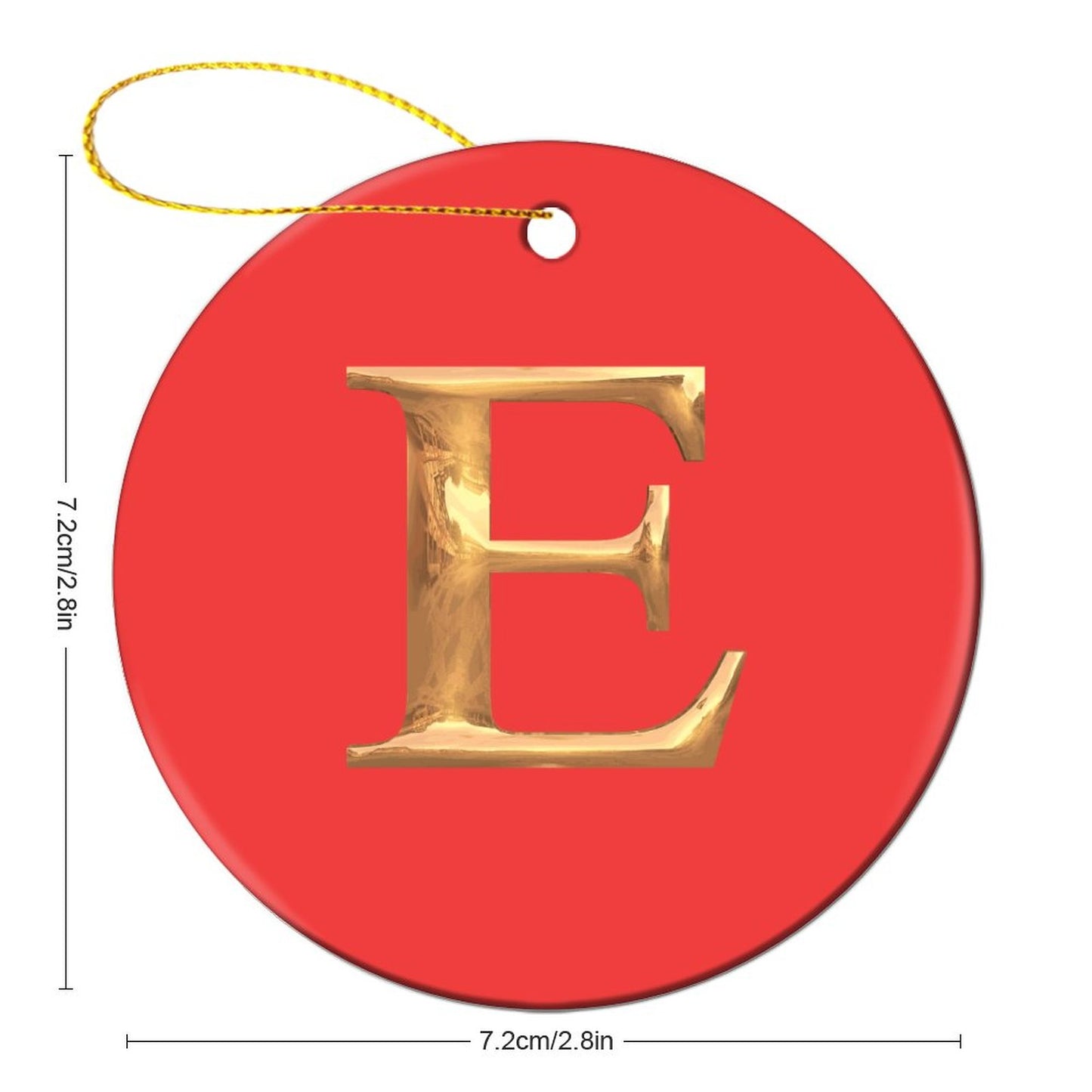 Round Christmas Ceramic Ornament (Glossy Surface) - Letter E