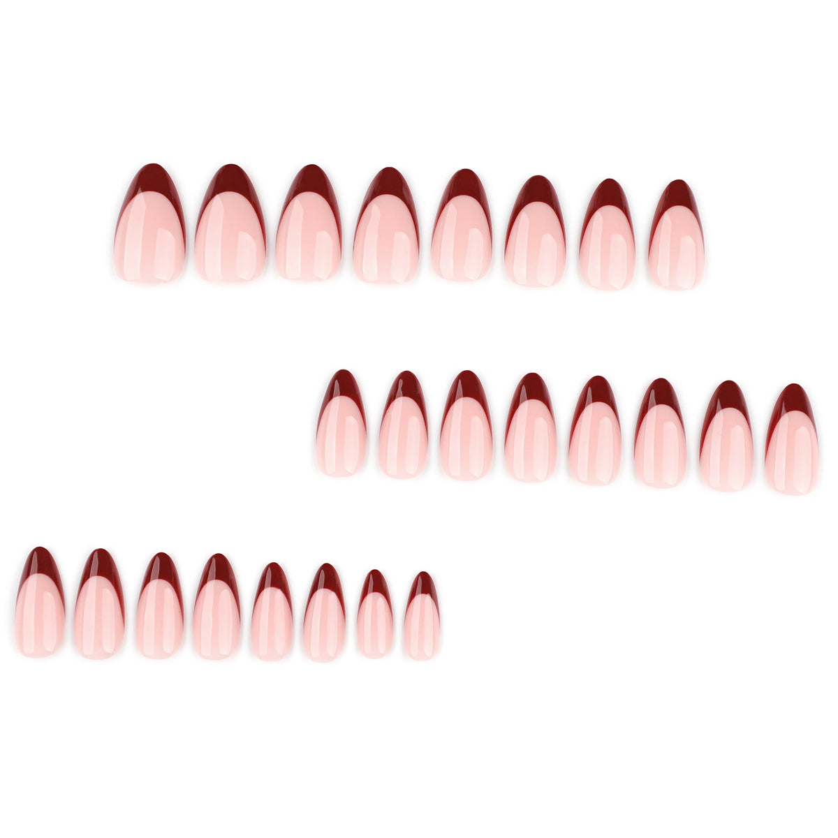 Red French Gradient Press On Nails Stylish Chic Design – Image 2