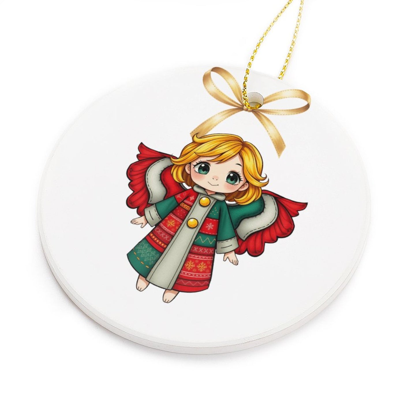 Round Ceramic Christmas Ornament (Matte Surface)