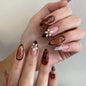 Floral Tortoiseshell and Zebra Accent Glossy Nails