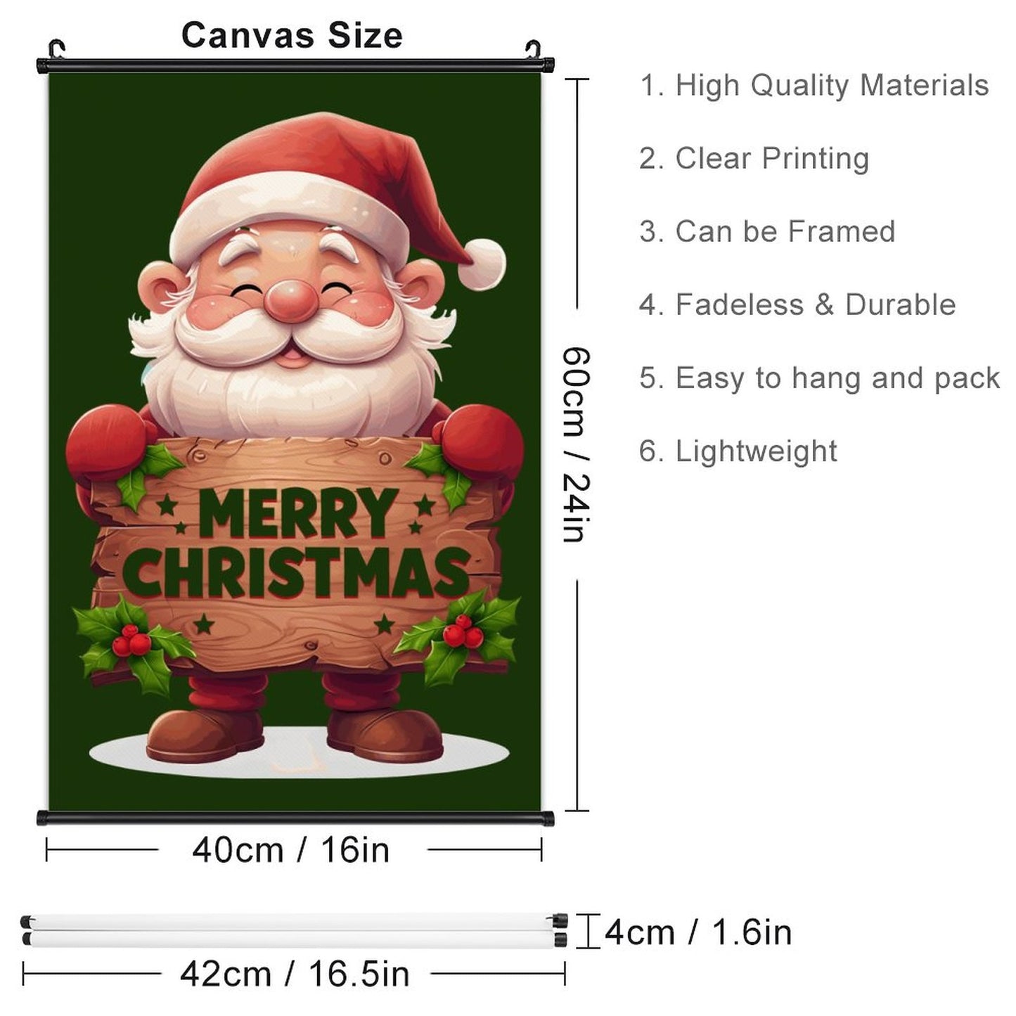 Canvas Hanging Poster with Scrolls-16"x24"/ 40x60cm