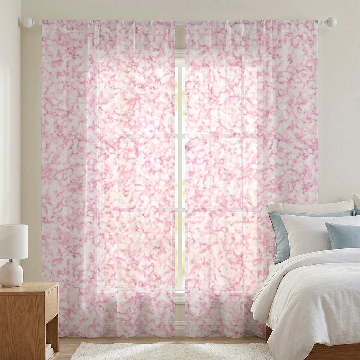 Sheer Curtain Pink and White