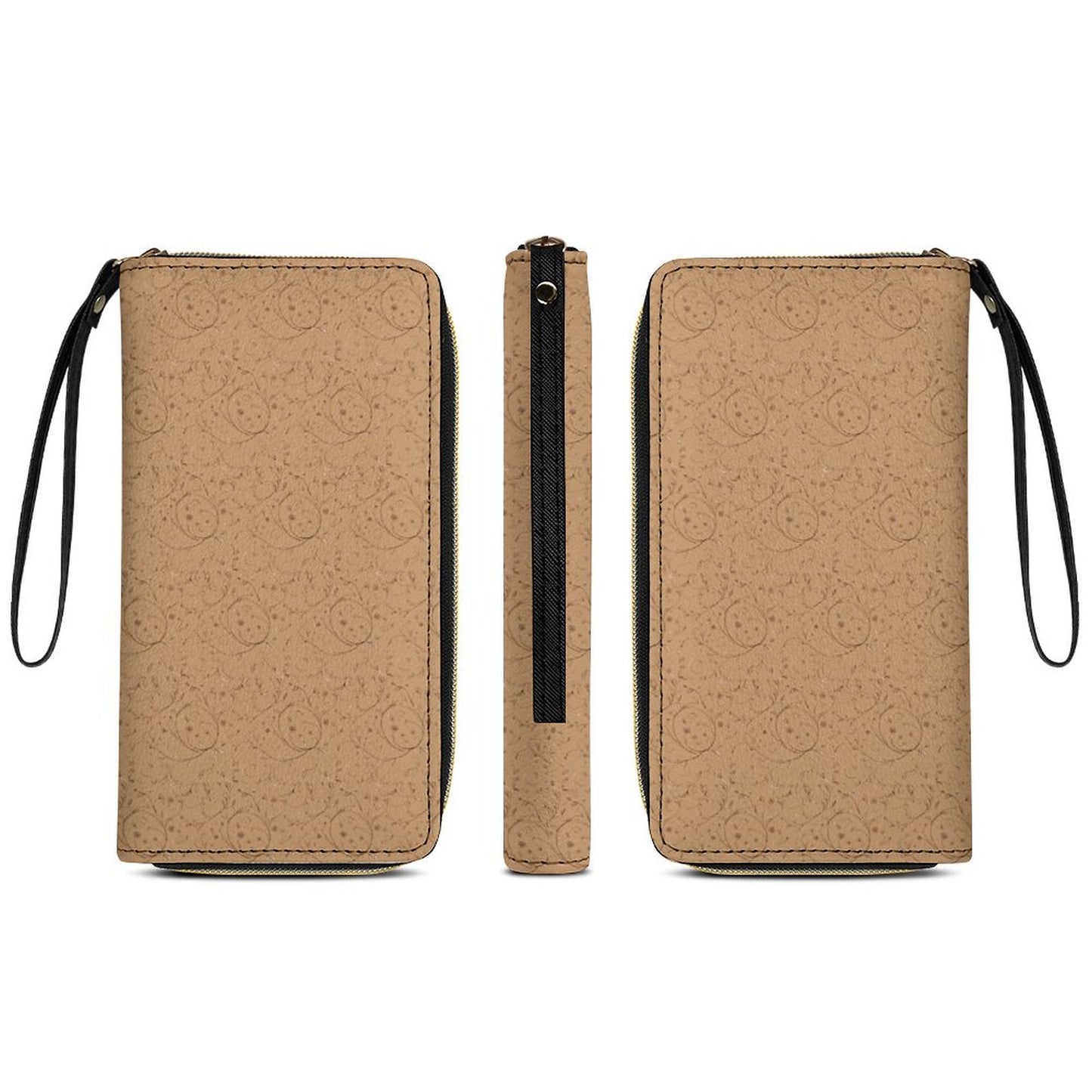 Leather Wallet with Wristlet Strap (2 Pictures on 2 Sides)