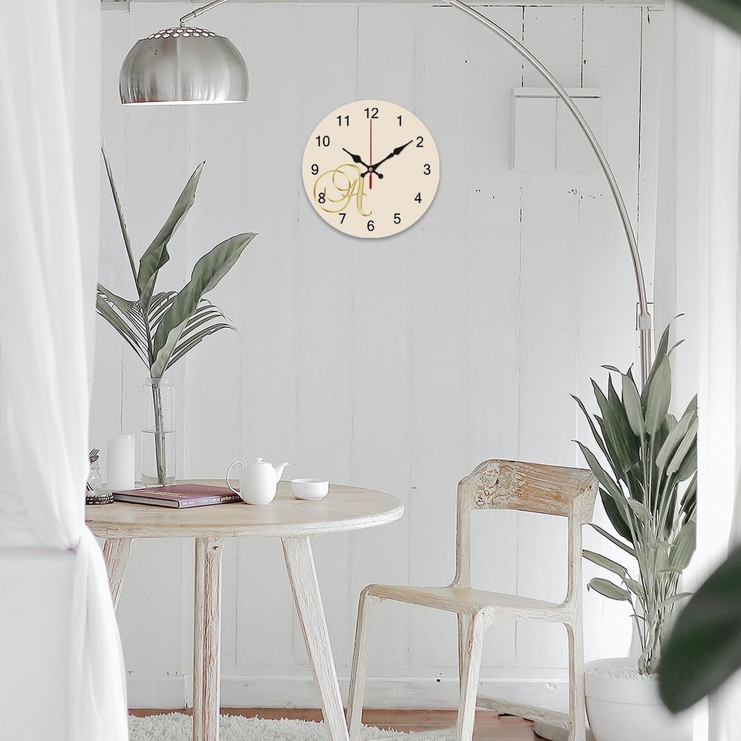 Concise Silent Wooden Wall Clock-9.84"x9.84"/ 25x25cm - Letter A