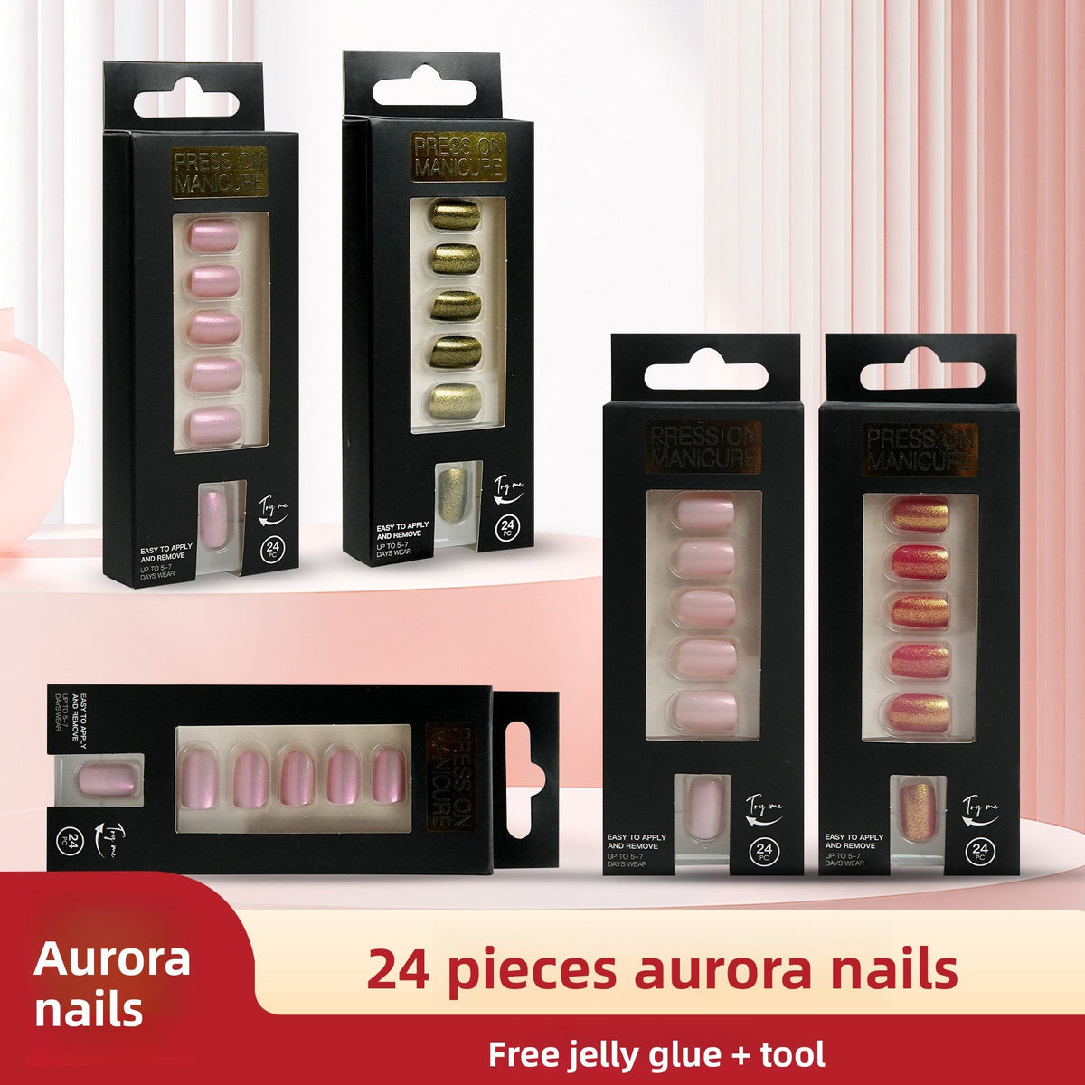 Aurora Glow Short Nail Set