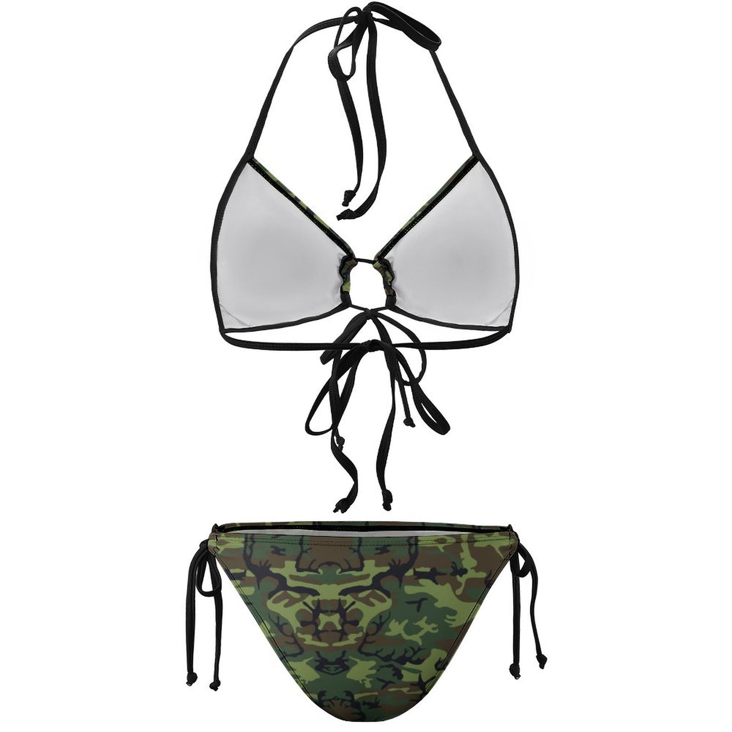 Halter Tie Front Bikini Set Camo