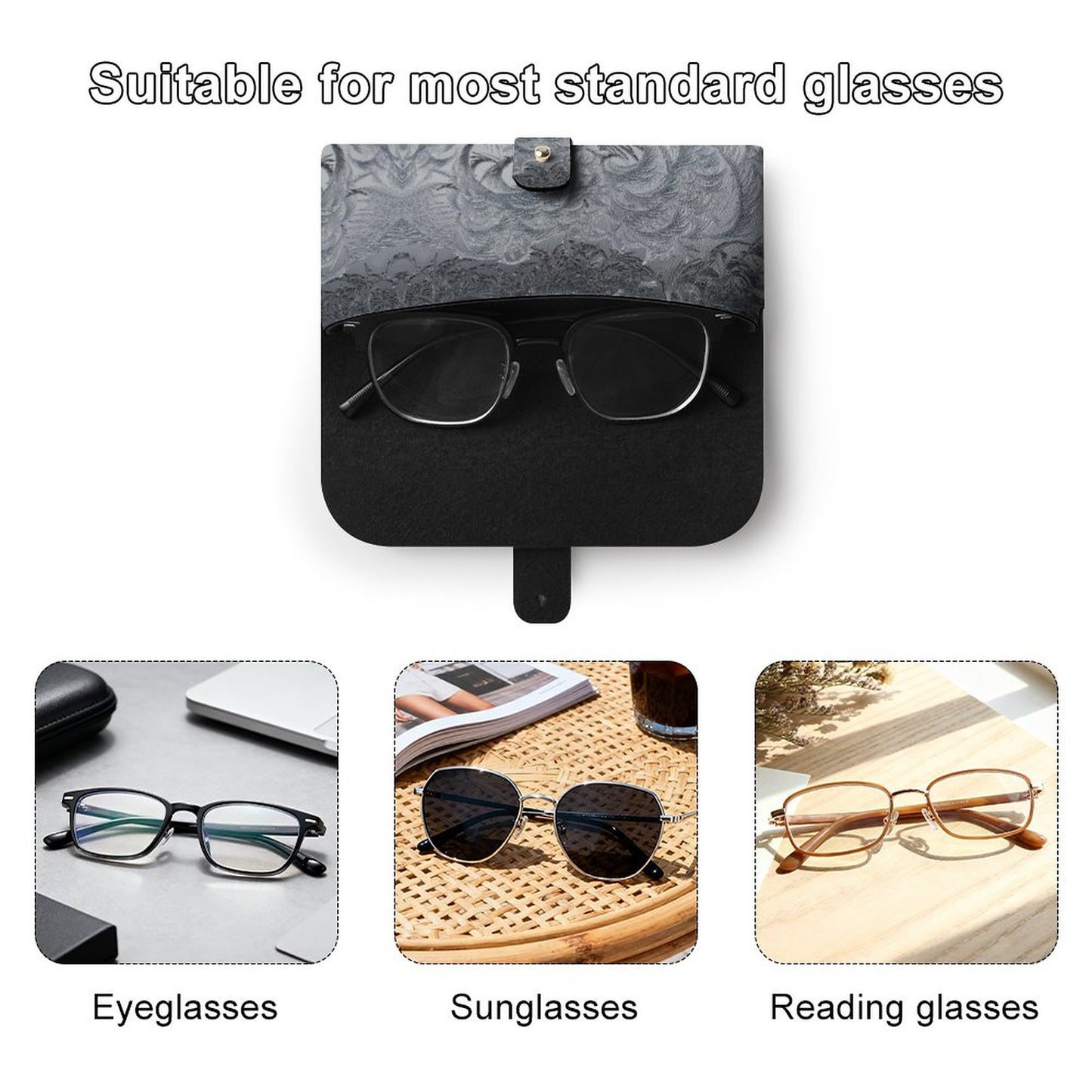 Leather Eyeglass Case Gray