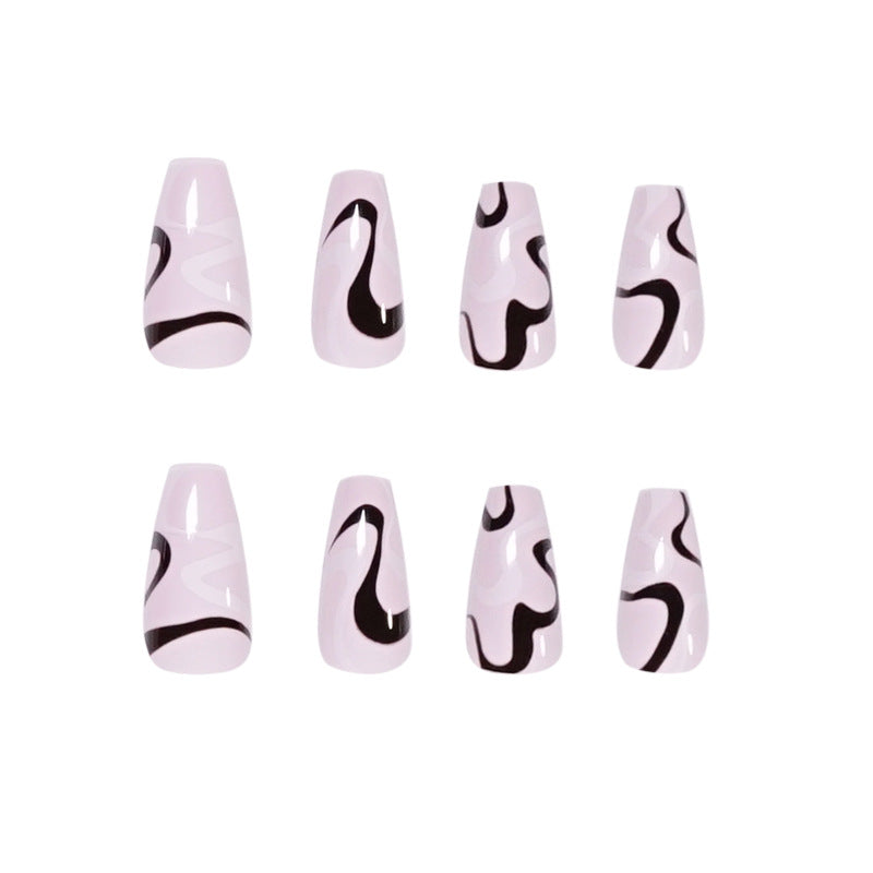 Black and white water wave Press on nails simple wind nail wave nail line nail Press on nails wholesale 365nails – Image 5