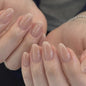 French Minimalist Nude Pink Almond Short Press On Nails