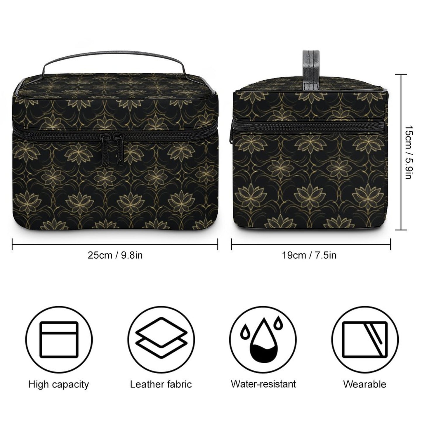 Make-up bag with Lychee pattern PU material