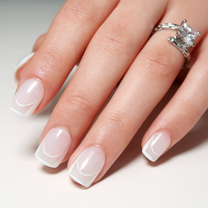 Press on nails short simple white French nails patch Press on nails nails nails piece False nails piece Wholesale nails