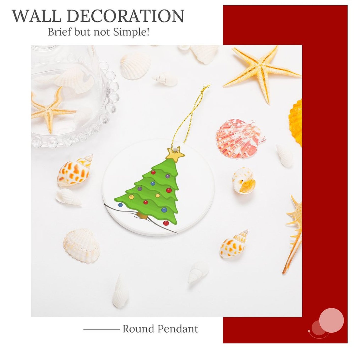 Round Ceramic Christmas Ornament (Matte Surface)
