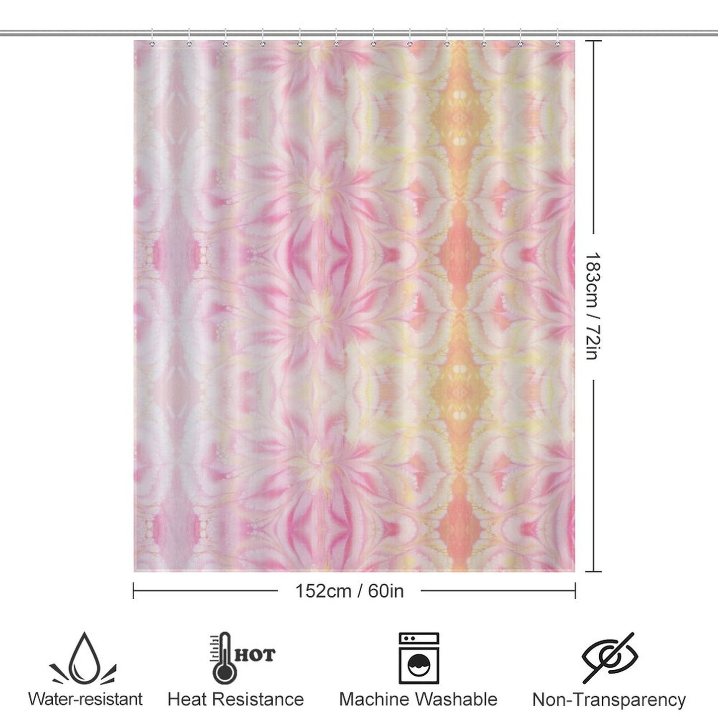 Flower Shower Curtain-66x72Inch (168x183cm)