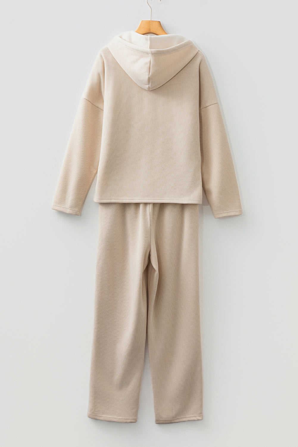 Parchment Leopard Drawstring Pullover Hoodie and High Waist Pants Corduroy Suit