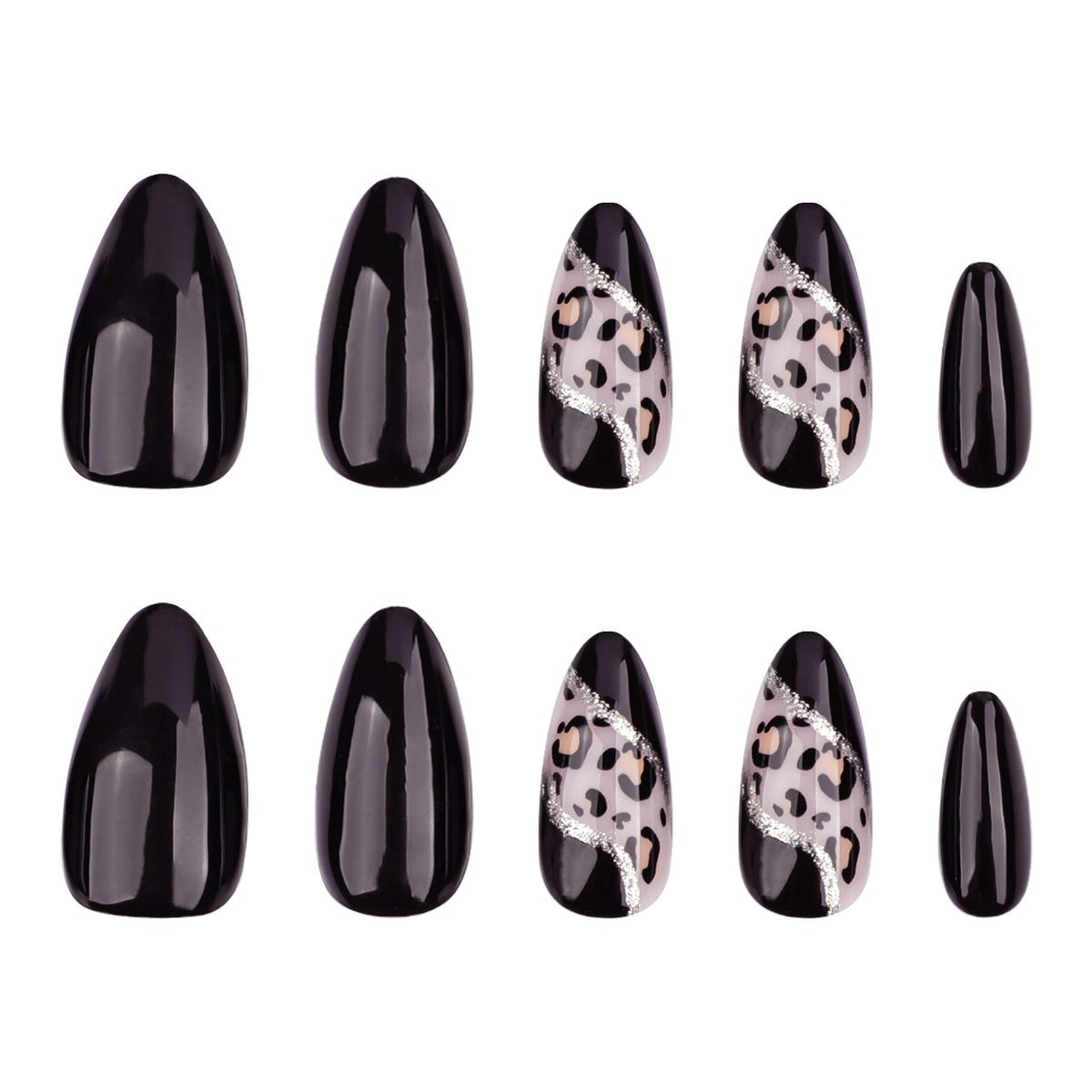 Autumn and winter leopard print splicing wearing armor simple black solid color autumn manicure fake nails fake – Image 5