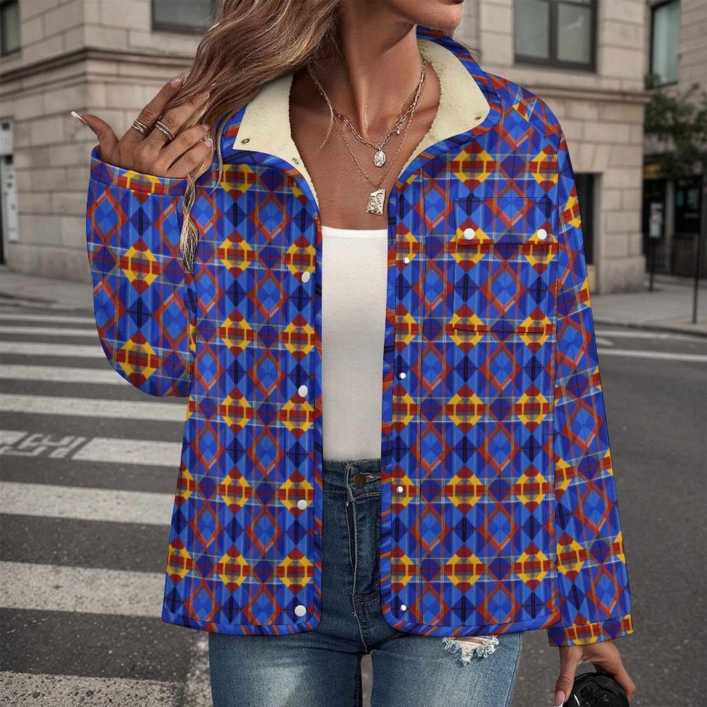 Stand-up Collar Fleece Casual Jacket