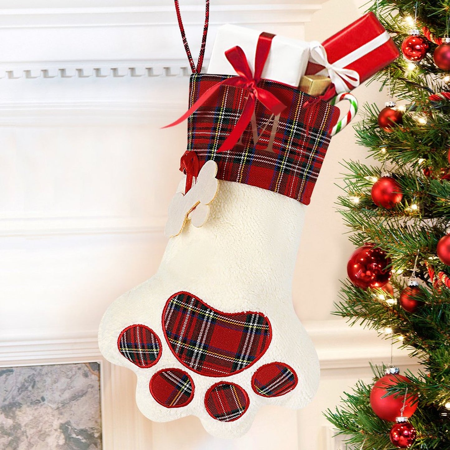 Pet Cat Dog Claw Christmas Stocking - Letter M