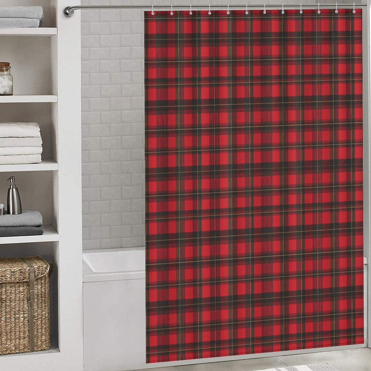 Red Plaid Shower Curtain