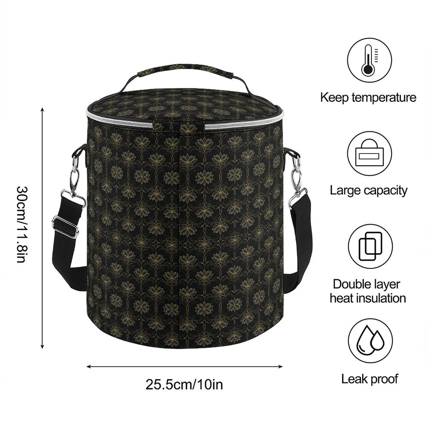 Round Collapsible Insulated Cooler Bag with Shoulder Strap A018 (All-Over Printing)